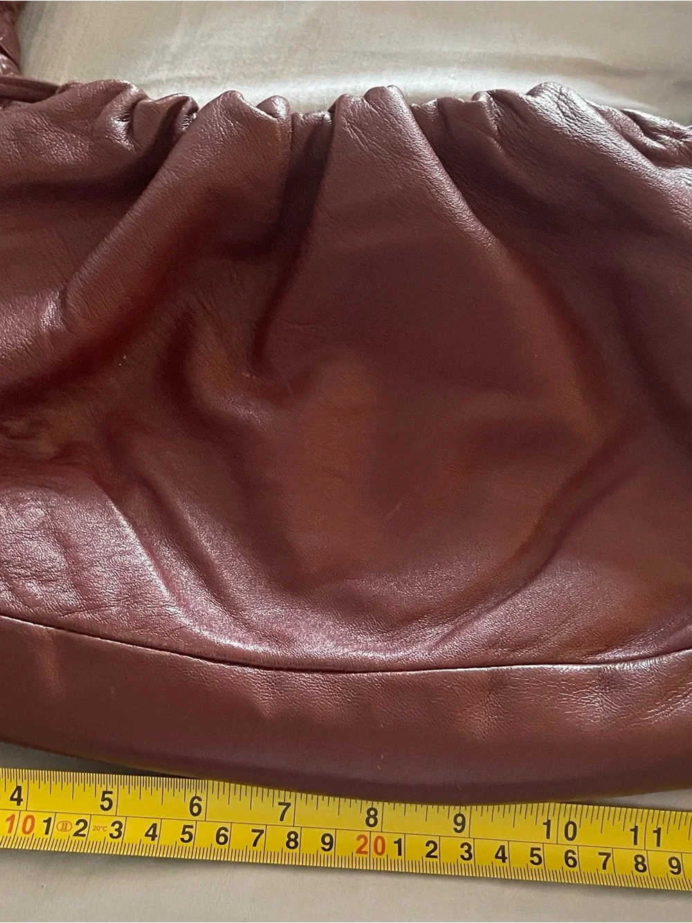 Vintage Franco Sarto Gathered Shoulder Boho Bag in burgundy leather.